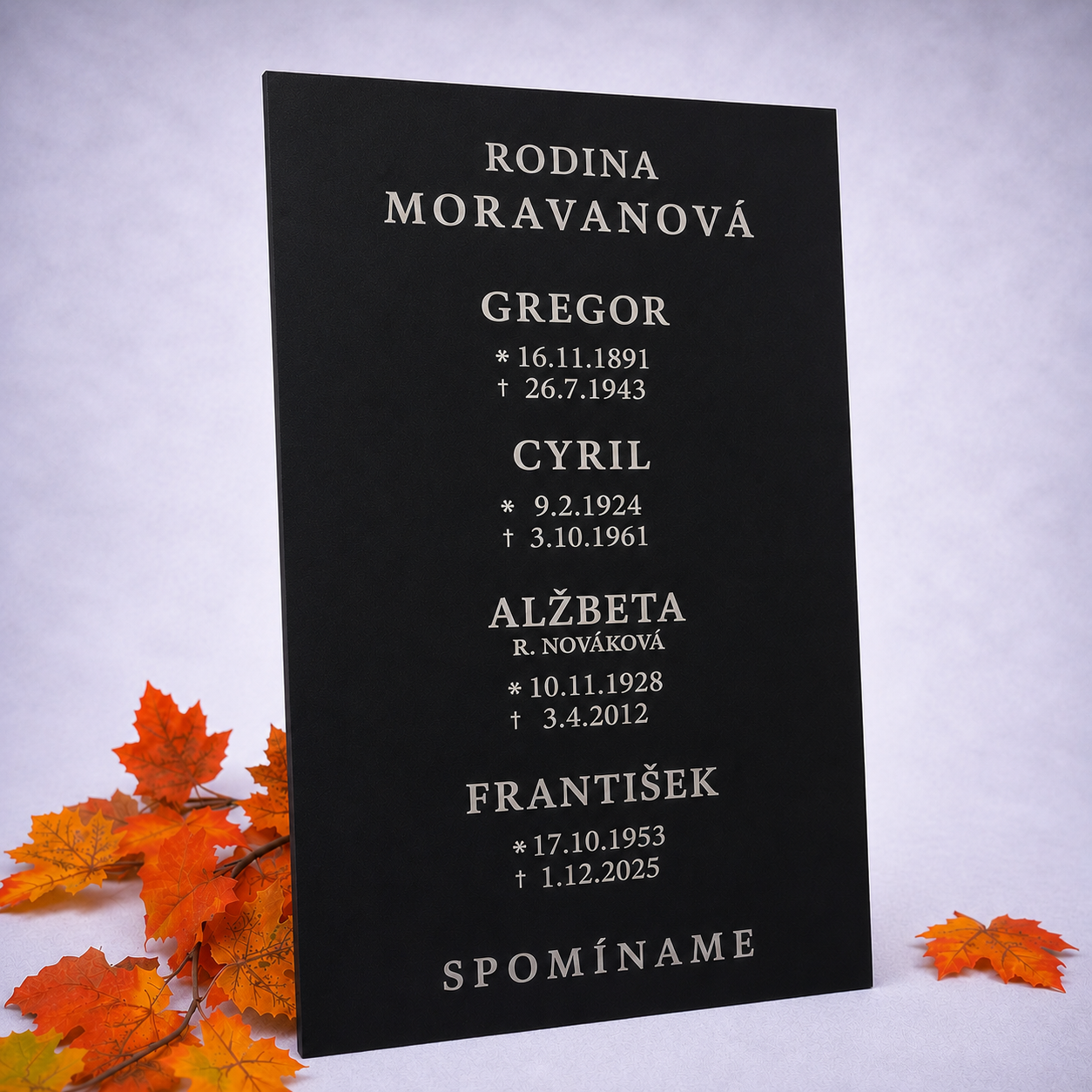 Pamätná tabuľa na náhrobný kameň - s vlastným textom (35x65cm)