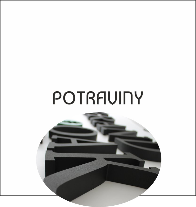 3D nápis z tvrdeného polystyrénu: Potraviny (Elegant)