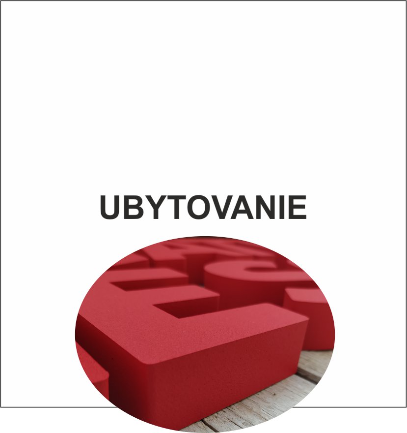 3D nápis z tvrdeného polystyrénu: UBYTOVANIE (Modern)