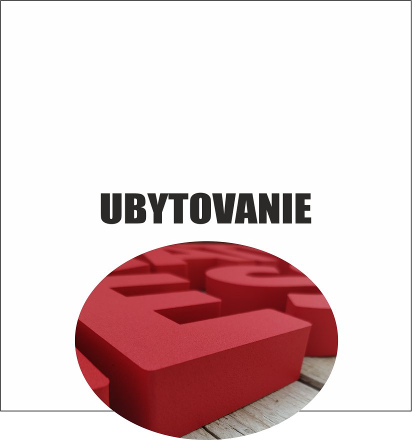 3D nápis z tvrdeného polystyrénu: UBYTOVANIE (Bold)