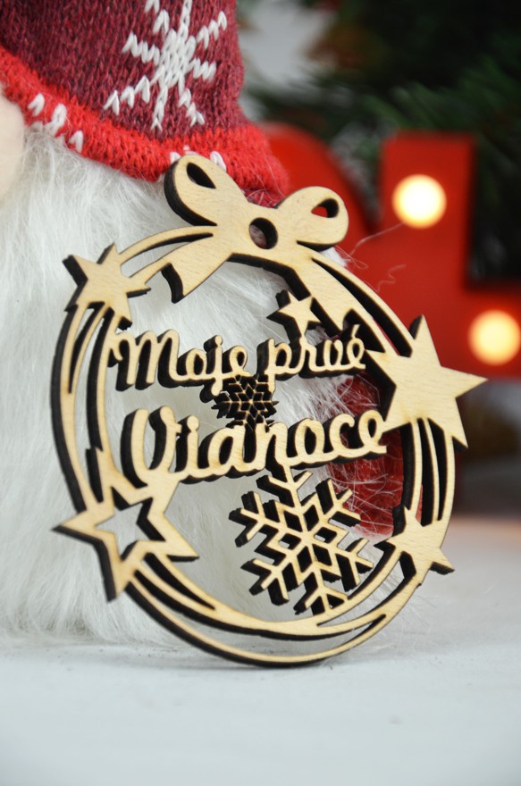 Drevená vianočná ozdoba: MOJE PRVÉ VIANOCE