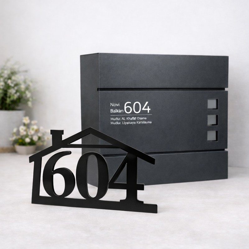 Číslo na dom Domček + Poštová schránka + Gravír mien na schránku ZADARMO