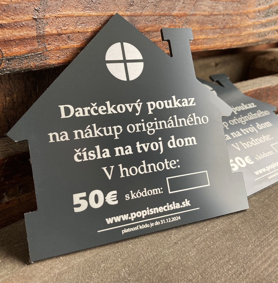 Darčekový poukaz na nákup čísla na dom