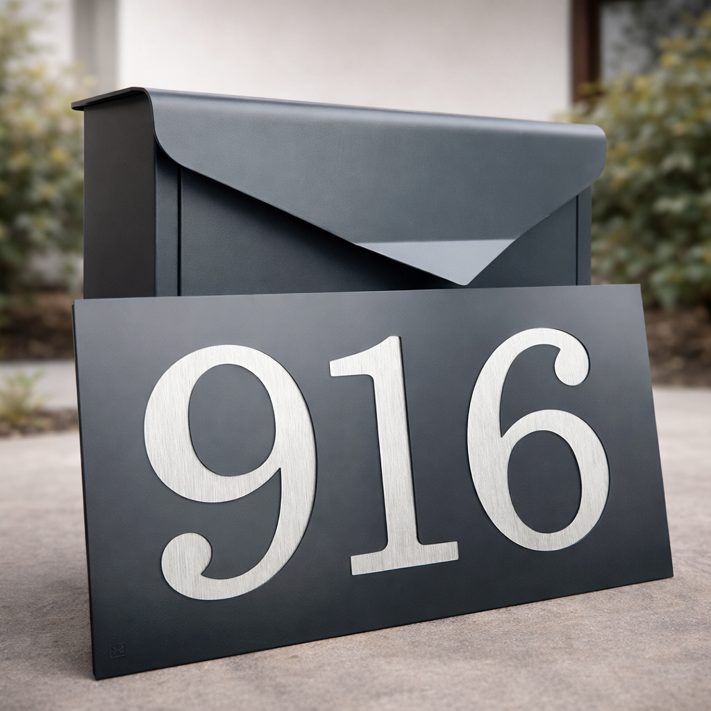 Číslo na dom Tabuľka Modern (antracit) + Poštová schránka + Gravír mien na schránku ZADARMO