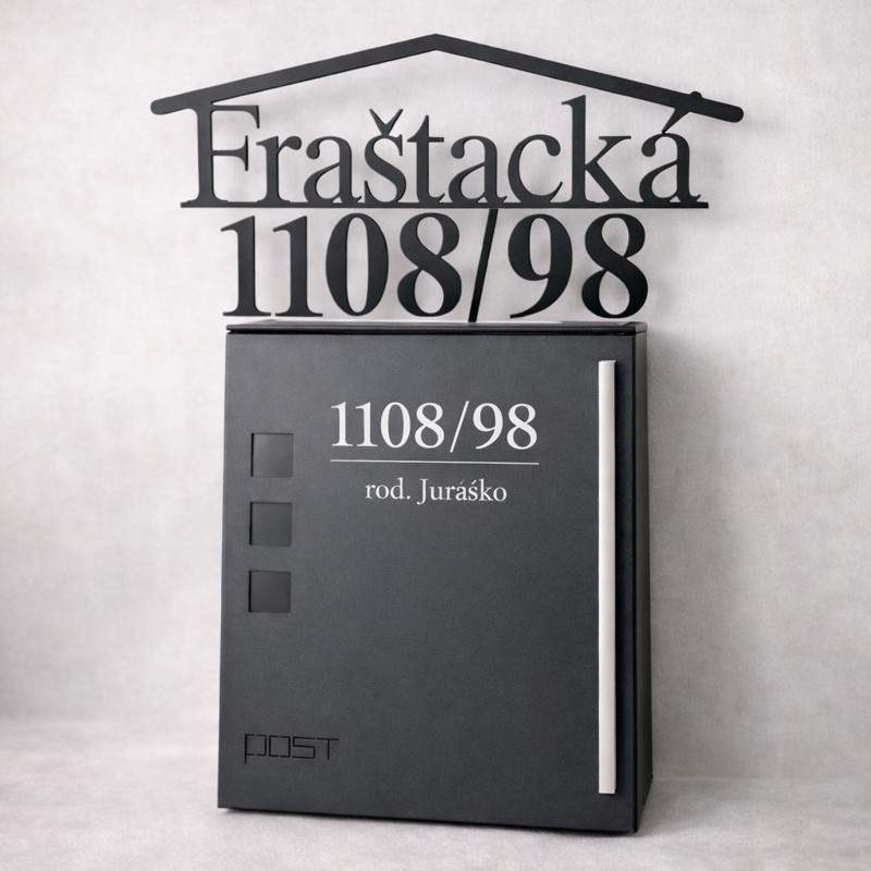 Číslo na dom Ulica pod strechou + Poštová schránka + Gravír mien na schránku ZADARMO