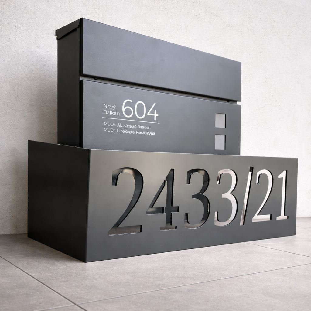 Číslo na dom Za rohom + Poštová schránka + Gravír mien na schránku ZADARMO
