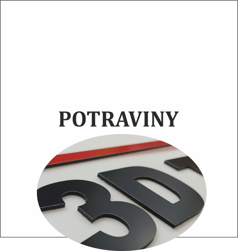 3D nápis: POTRAVINY/mat.Dibond Exteriér PRO/Modern
