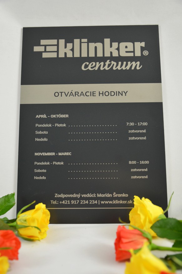 Tabuľka: Otváracie hodiny