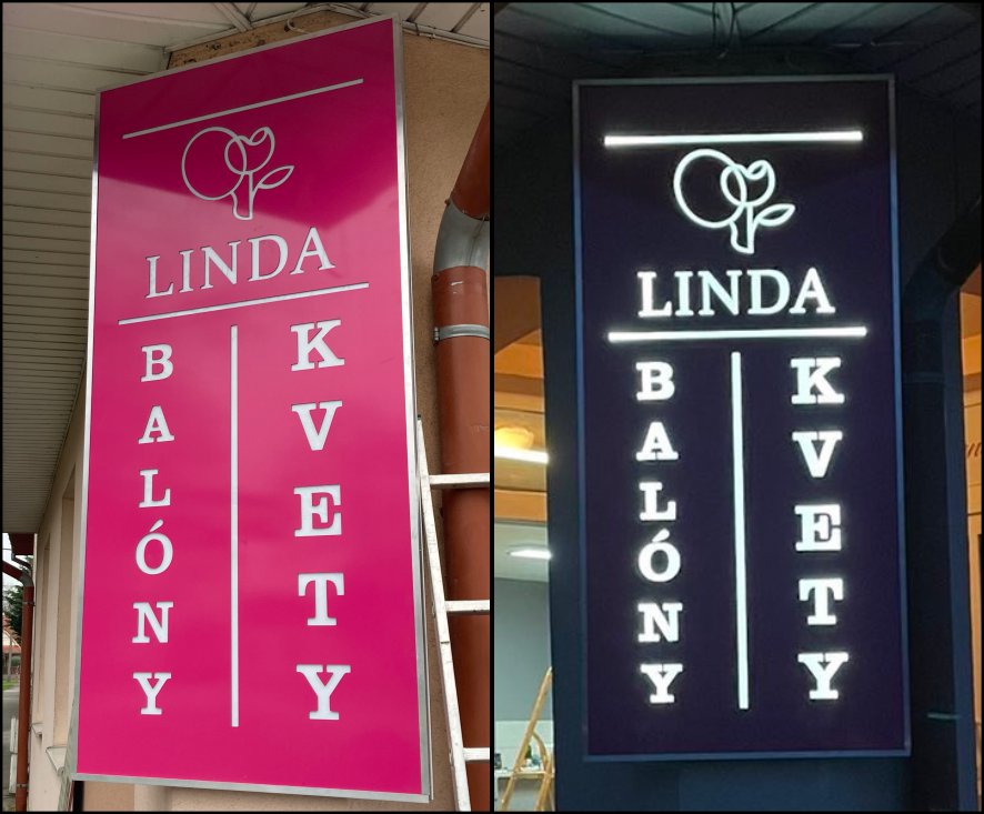 Svetelné logo s názvom firmy LED (220V) na Váš obchod