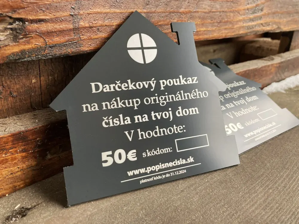 Darčekový poukaz na nákup čísla na dom