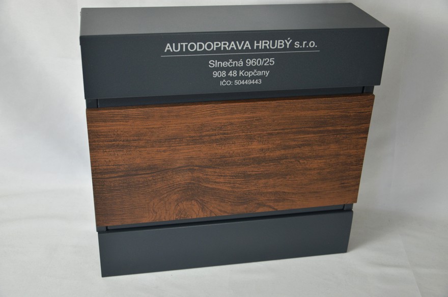 Poštová schránka NERO UNO - antracit/orech (gravír údajov podľa želania)