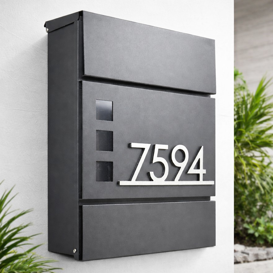 Mini SET: Poštová schránka + 3D mini číslo na dom BK 525GAM antracit + AKCIA Gravír mien ZADARMO 