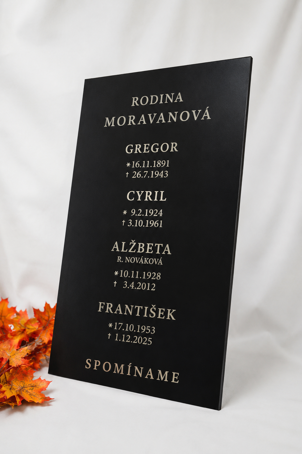 Pamätná tabuľa na náhrobný kameň - s vlastným textom (35x65cm)