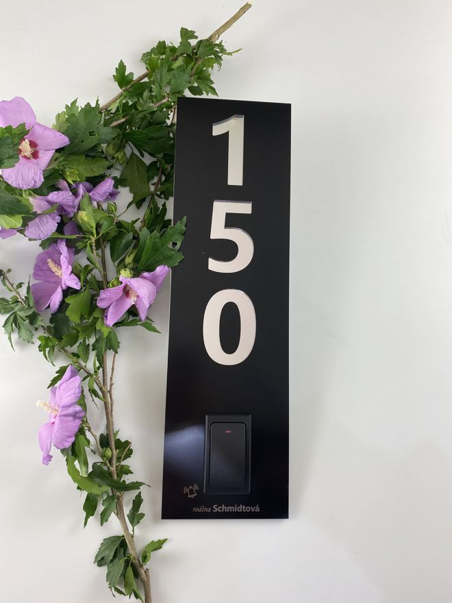 Číslo na dom so zabudovaným zvončekom - obdĺžnik