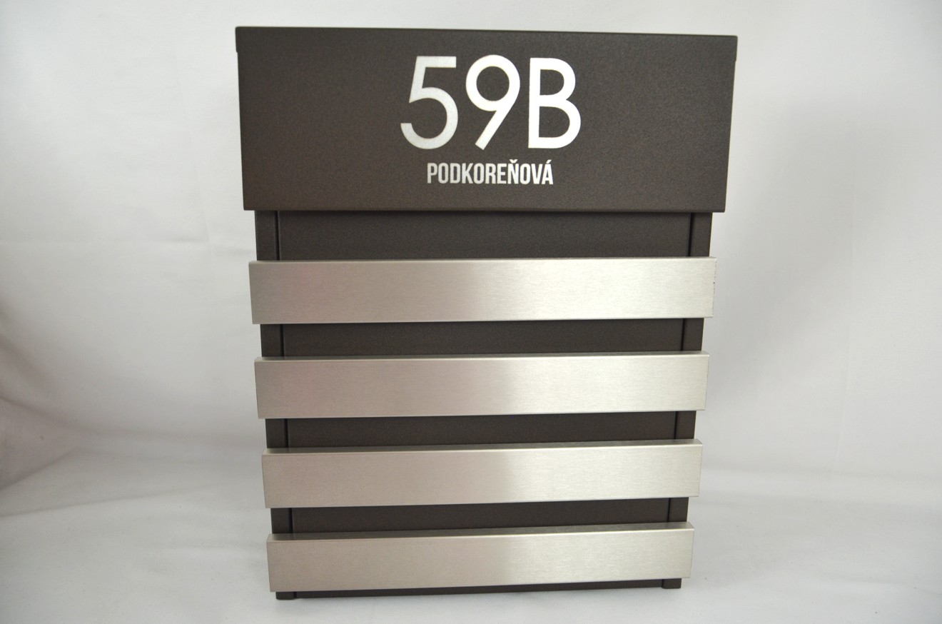 Poštová schránka PRESTIGEBOX - hnedá/škrabaný hliník (gravír údajov podľa želania)