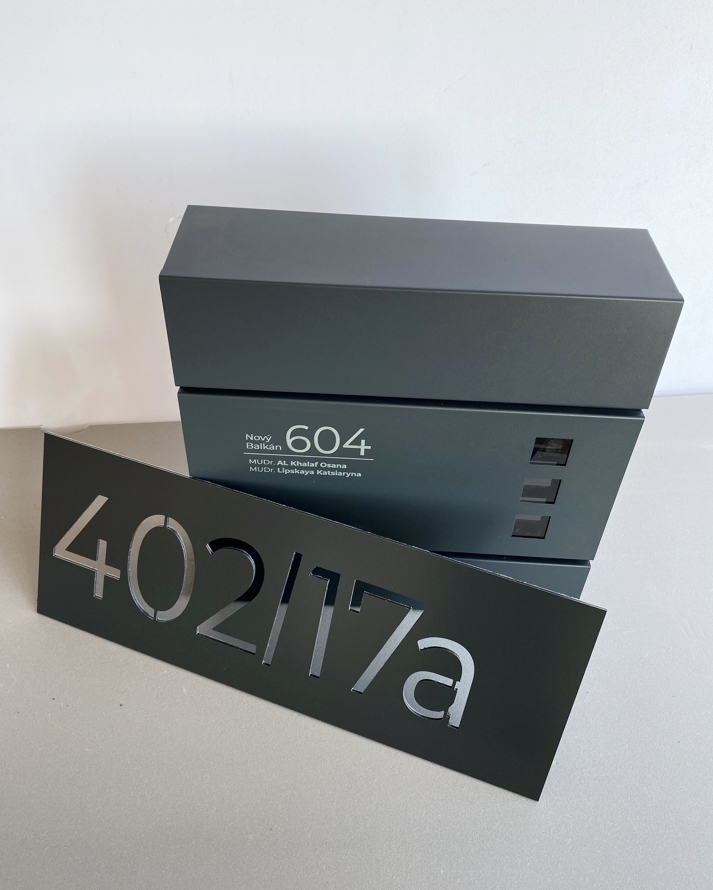 Číslo na dom Obdĺžnik + Poštová schránka + Gravír mien na schránku ZADARMO