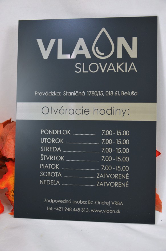 Tabuľka: Otváracie hodiny