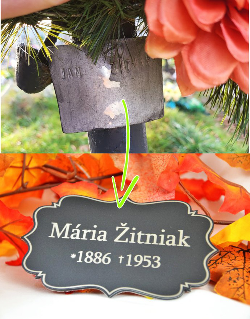 Pamätná tabuľa na náhrobný kameň MINI - s vlastným textom (šírka 12cm)